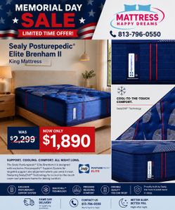 King Size Mattress 15” Sealy Posturepedic Elite Brenham II Medium Direct From Factory, Sealed in Plastic Ready for Same-Day Delivery 🚚