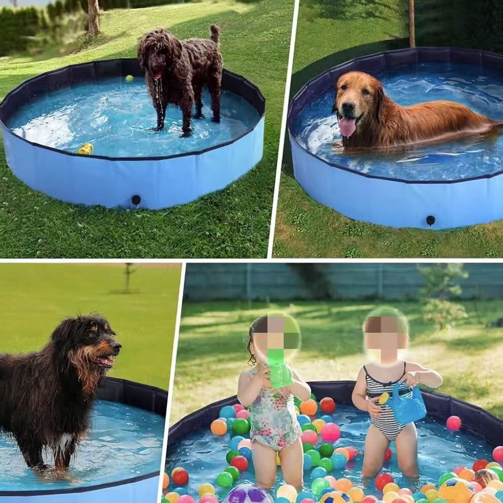 New In Box 5 Feet Diameter Pet Dog Portable Foldable Swimming Pool Easy To Setup