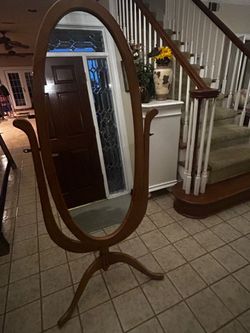 Solid Wood Full Length Cheval Mirror – Adjustable Floor Mirror