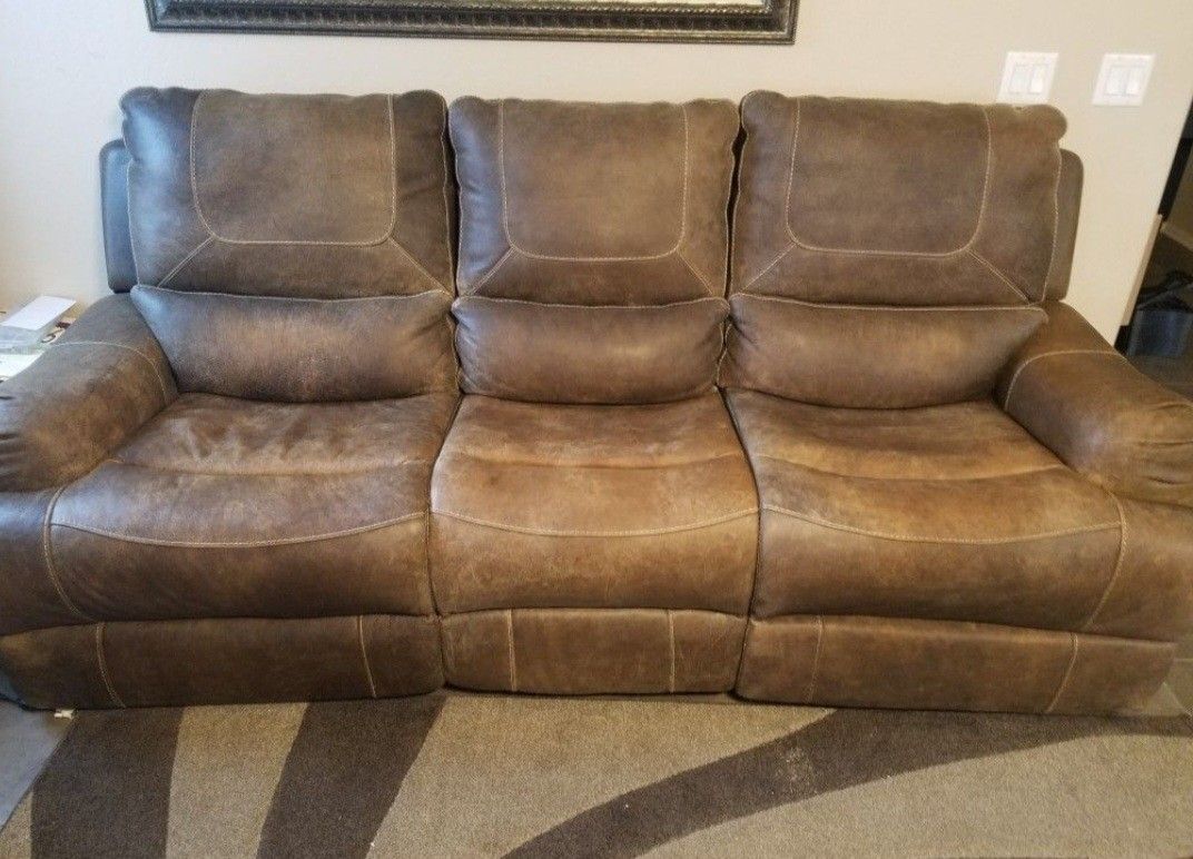 Italian Leather Electric Reclining Sofa And Oversized Loveseat