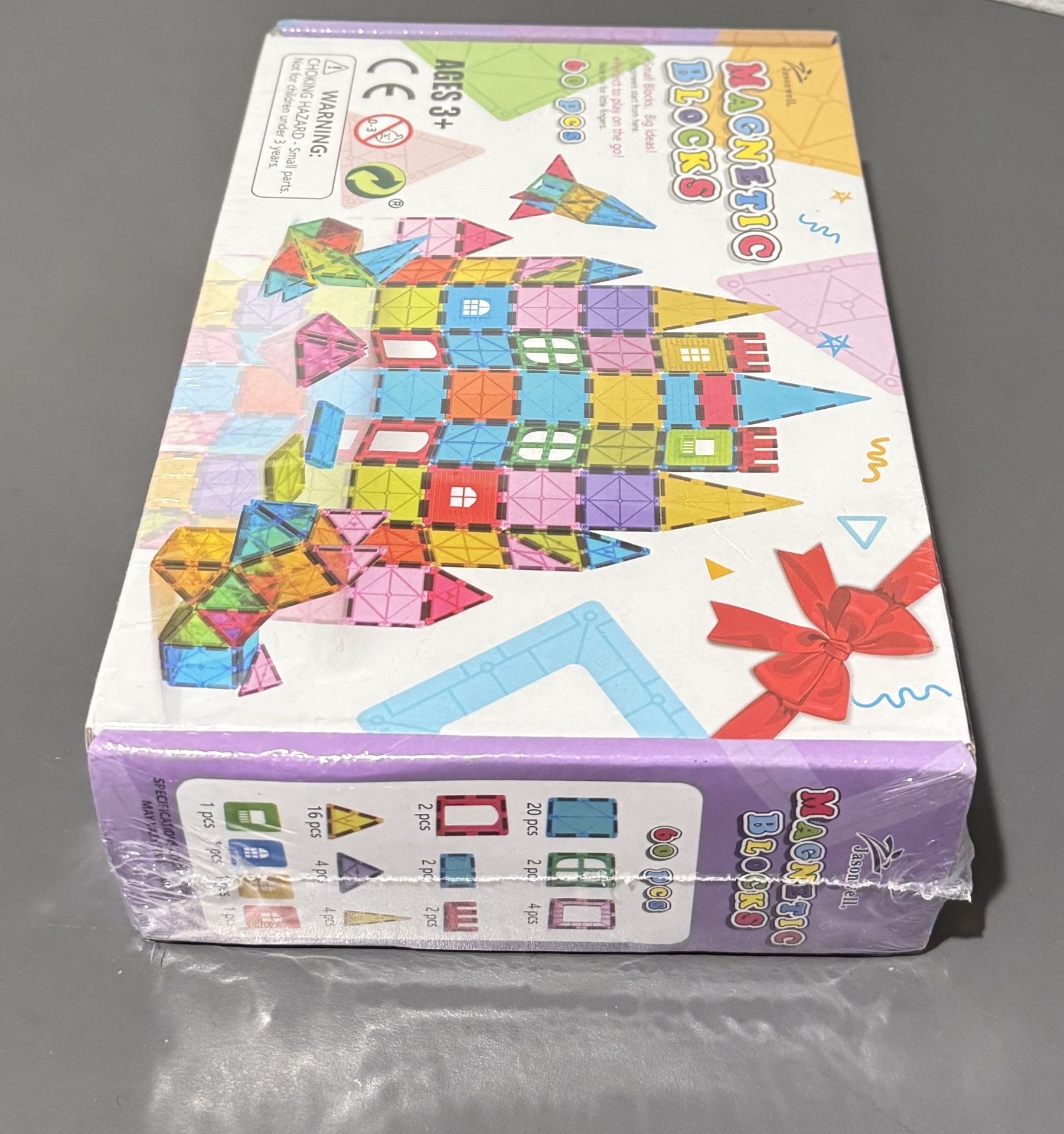 Magnetic Tiles Kids Magnetic Blocks 60PCS Building Sets 3D Magnet Tile Building Blocks Toy Construction Educational STEM Toys Gifts for Toddlers Boys