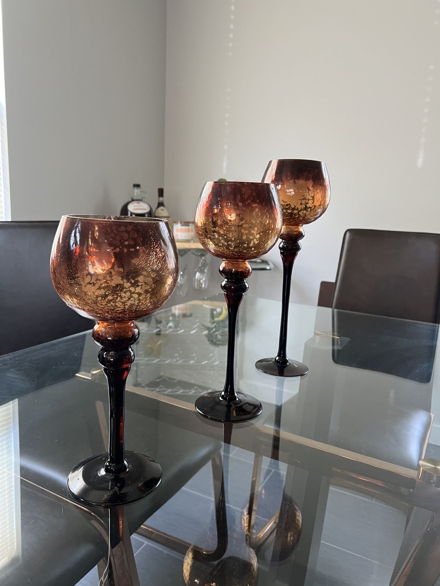 3 Piece Glass Candle Holder Set 