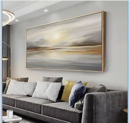 Large Framed Wall Art Abstract Seascape Canvas 31x70inch