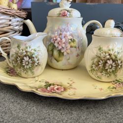 🫖 Vintage Limoges France Hand-Painted Tea Set with Tray