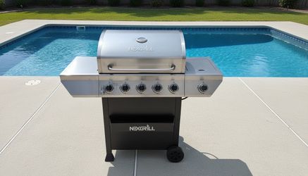 Delivery Available! Nexgrill 5 Burner Stainless Steel Propane Gas Grill BBQ with Side Burner! Works great! Has to be lit using a lighter. Includes cov
