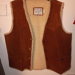 Vintage 1970s Wrangler Leather And Wool Vest