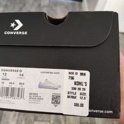 Converse White Low Top Size 12