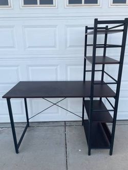 Bookcase Shelf Cabinet with Reading Computer Desk
