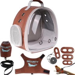 Bearded Dragon Carrier Backpack with Two Security Printing Harness with Leash Sets, Reptile Lizard Travel Bag to Carry and Transport Small Animal Kitt