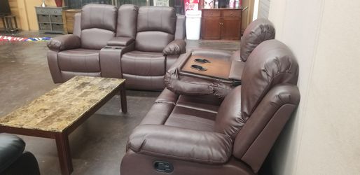 3 pc bonded leather sofa, love and chair