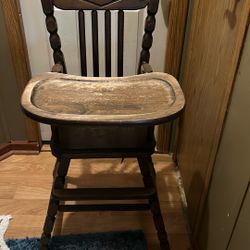 Three high chairs wooden