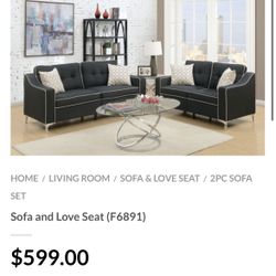 Black Sofa And Love Seat Set 