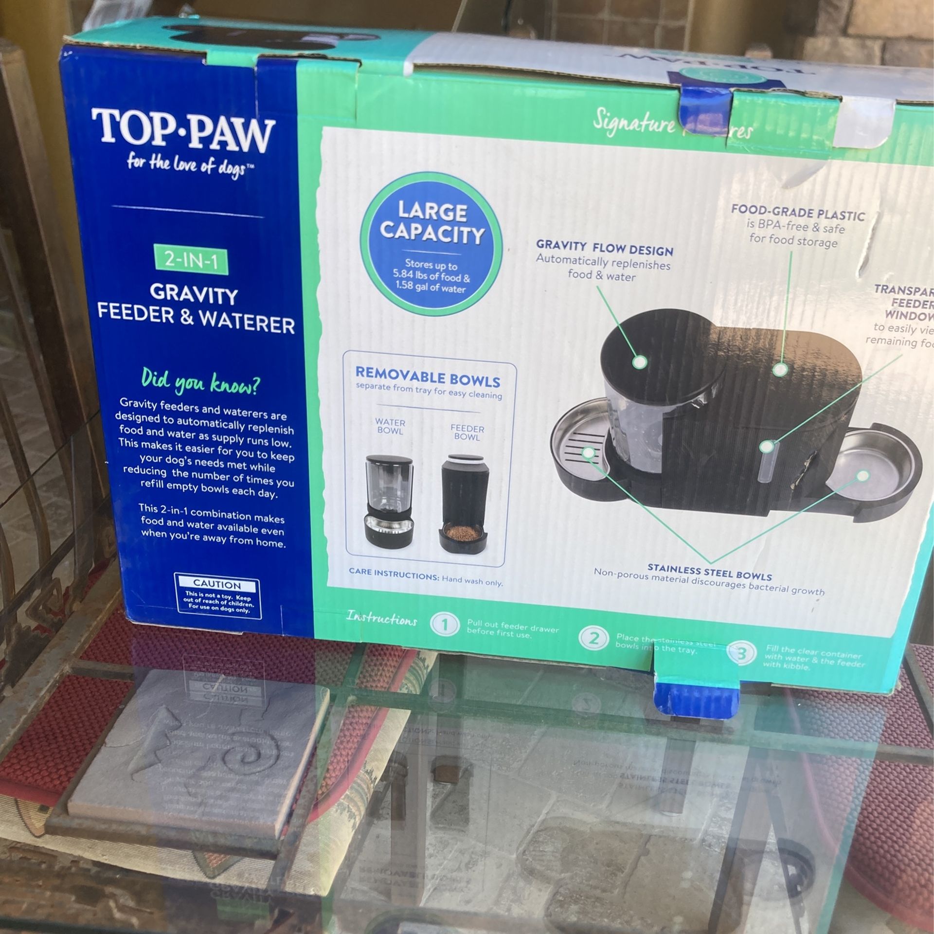 Top Paw 2-in-1 Gravity Pet Feeder & Waterer. Brand New