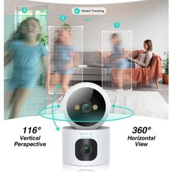 Smart AI WiFi Wireless  2K Dual Lens WiFi Security Camera | 360° Pan Tilt, Motion Detection, Night Vision, 2-Way Audio