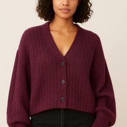 American Eagle Outfitters Women's Button-Up Cardigan - Deep Purple