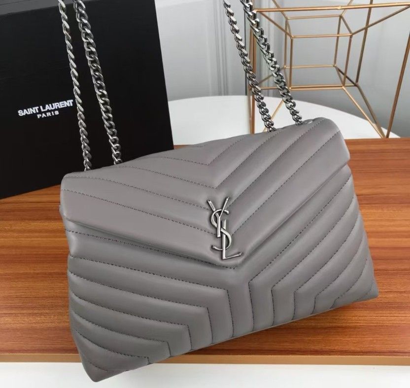 New YSL Saint Laurent loulou large square fat light luxury bag