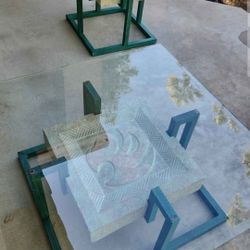 Southwest Style Glass Top Coffe And End Table