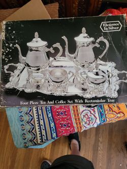 Elegance In Silver 4-Piece Tea and Coffee Set with Tray