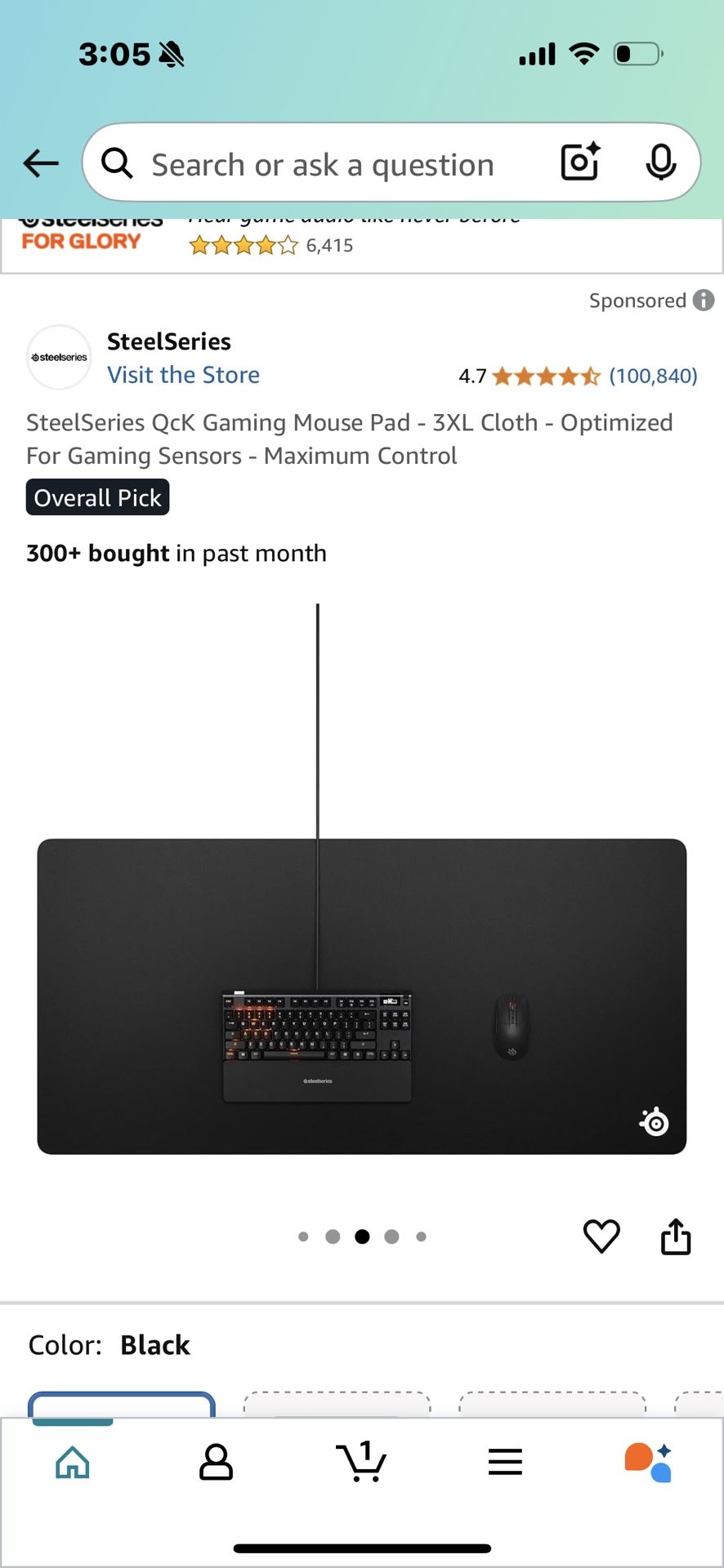 Black SteelSeries Gaming/Desk Pad - 3XL Cloth