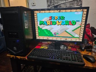 AMD PHENOM 2 × 4 830 processor 

6 gigabytes of RAM DDR3

500 hhd 

Nvidia g force gtx 760 2 gigabyte gpu 

500 psu

DVD CD burner 
It comes with the 