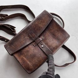 Old Military Leather Bag. 
