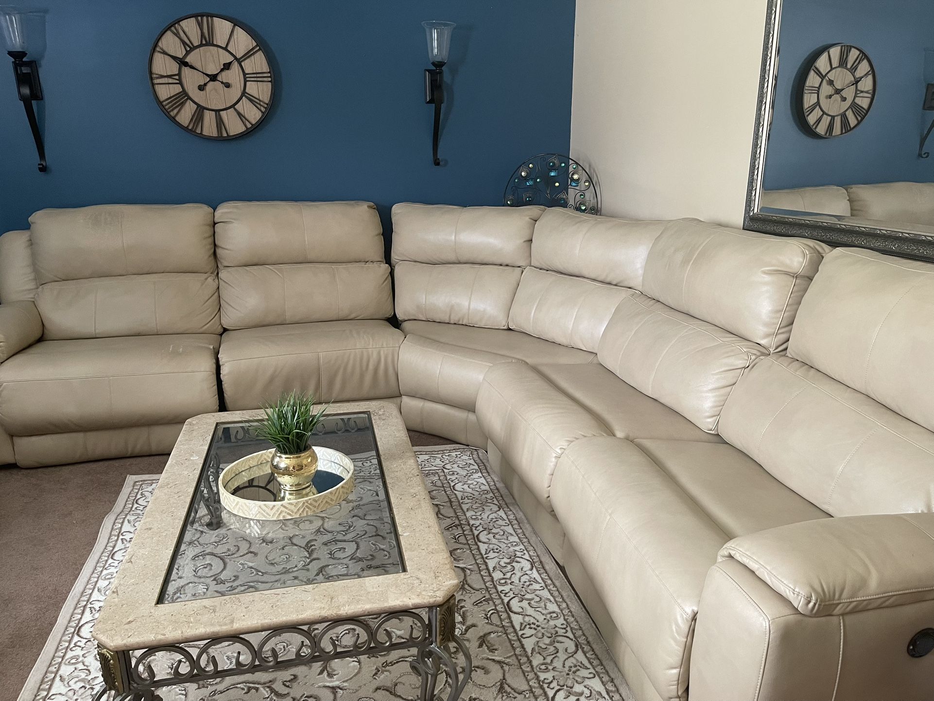 Cream Colored Recliner Sectional