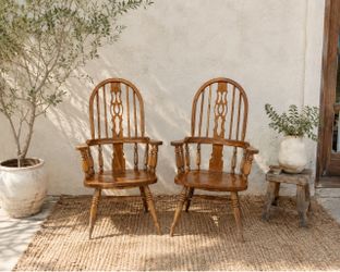 Cottage Hearth • Pair of Solid Wood Armchairs