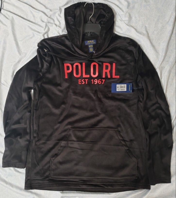 Polo Ralph Lauren Black/Red Logo Velour Hoodie