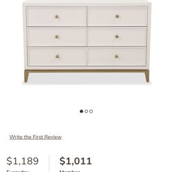 WHITE DRESSER W/GOLD ACCENTS 