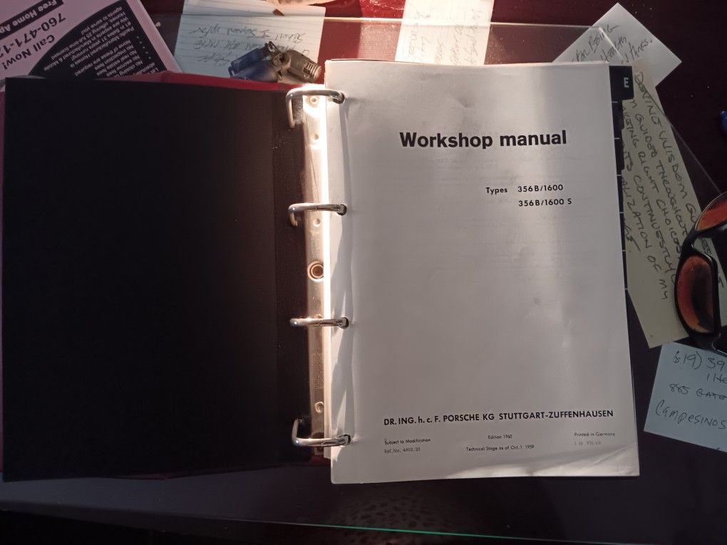 Work Shop Manual Porsche 356 B/C Prestine.