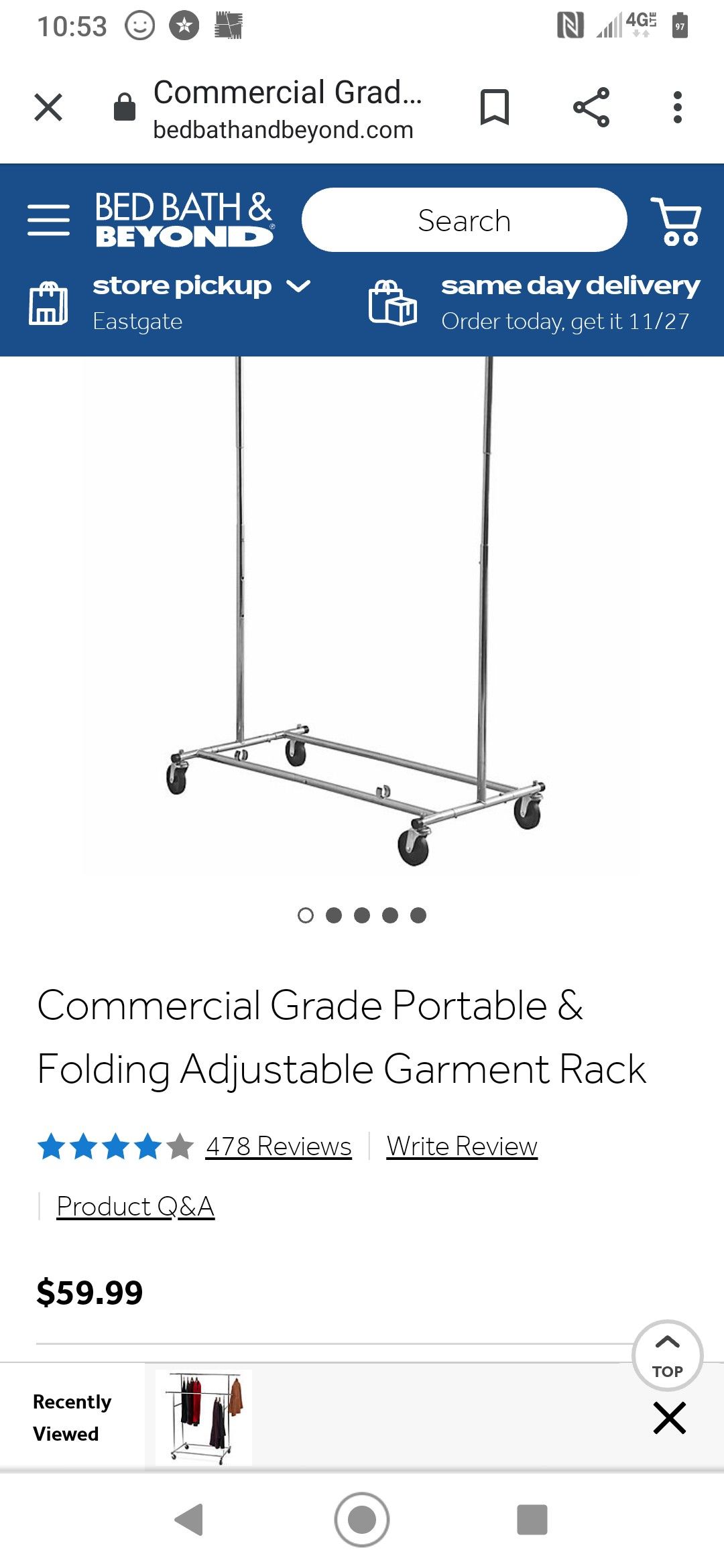 Single rolling coat hanger