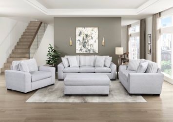 Light Gray Fabric Sofa Set with Ottoman Only $25 Down!!!