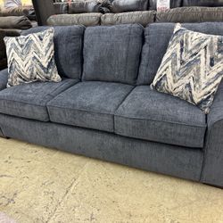 Sofa & Loveseat Set In Denim Or Chocolate 