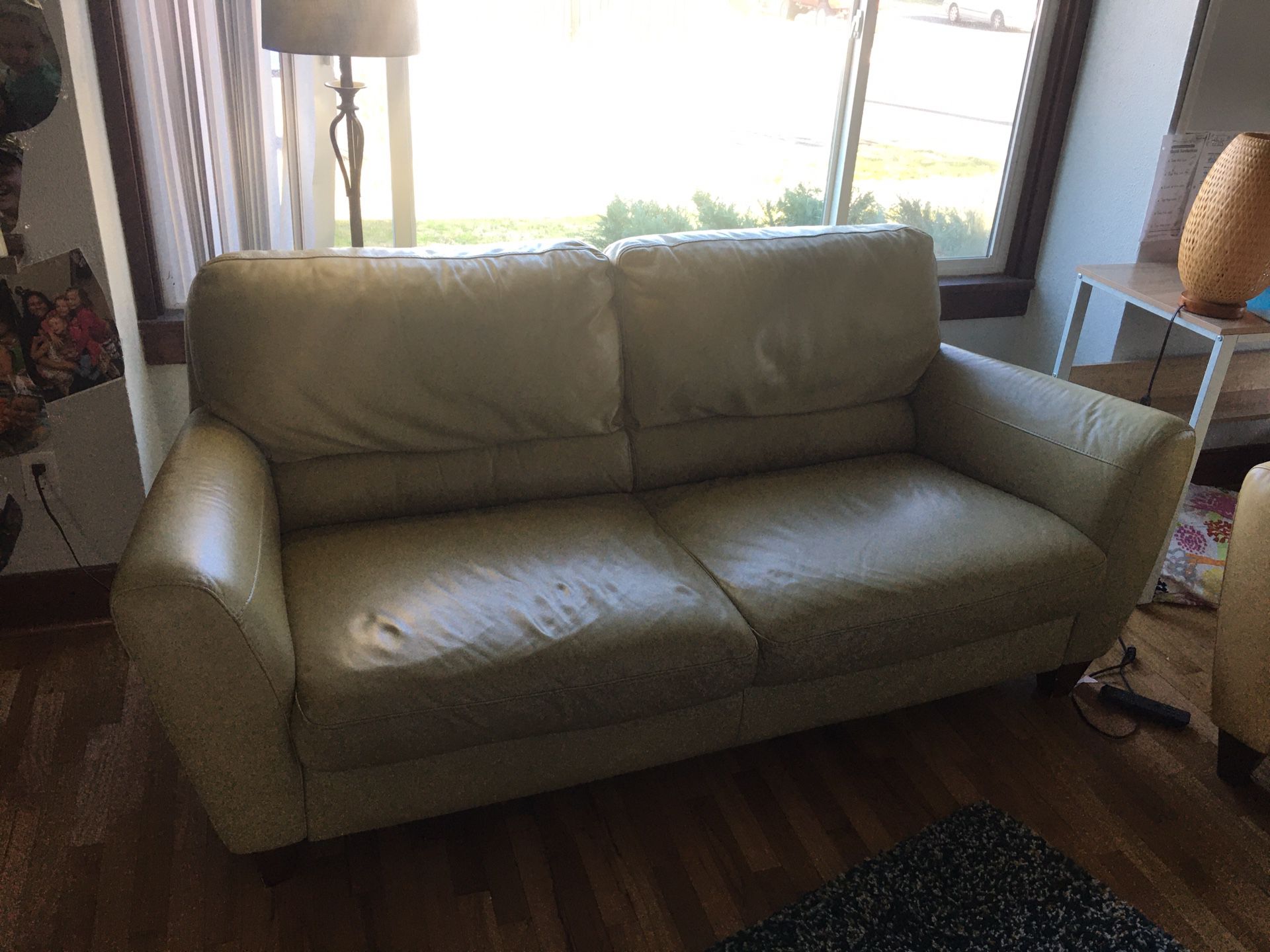 Free green leather sofa