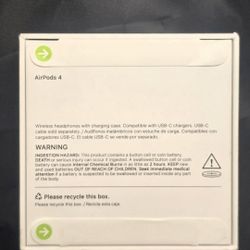 Apple AirPods 4 Wireless Headphones, Bluetooth Earbuds, Personalized Spatial Audio, Sweat and Water Resistant, USB-C Charging Case, H2 Chip, Up to 30 