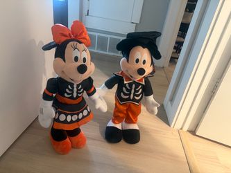 Disney Mickey & Minnie Halloween Skeleton Plush Set
