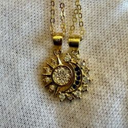 Wedding Sterling Silver 925 Sun & Moon Necklace #wedding