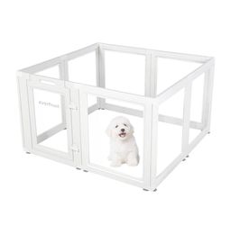 Brand New EVERFRONT 23.6” Acrylic Pet Playpen – 10-Panel Clear Dog & Puppy Fence