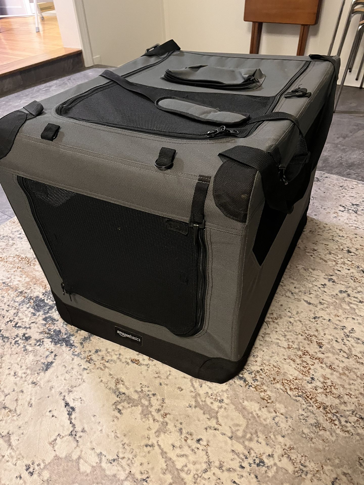 AmazonBasics Soft Dog Crate – Foldable Travel Crate