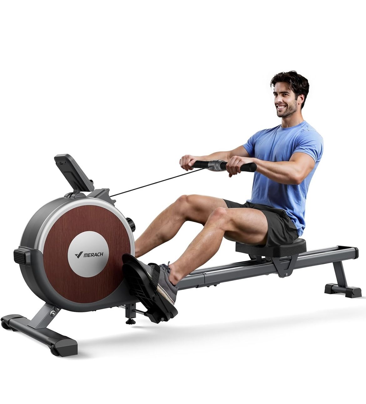 29-18 MERACH Rowing Machine, Magnetic Rower Machine for Home, 16 Levels of Quiet Resistance, Dual Slide Rail with Max 350lb Weight Capacity, App Compa