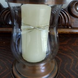 Pillar Candle In A Hurricane Glass 