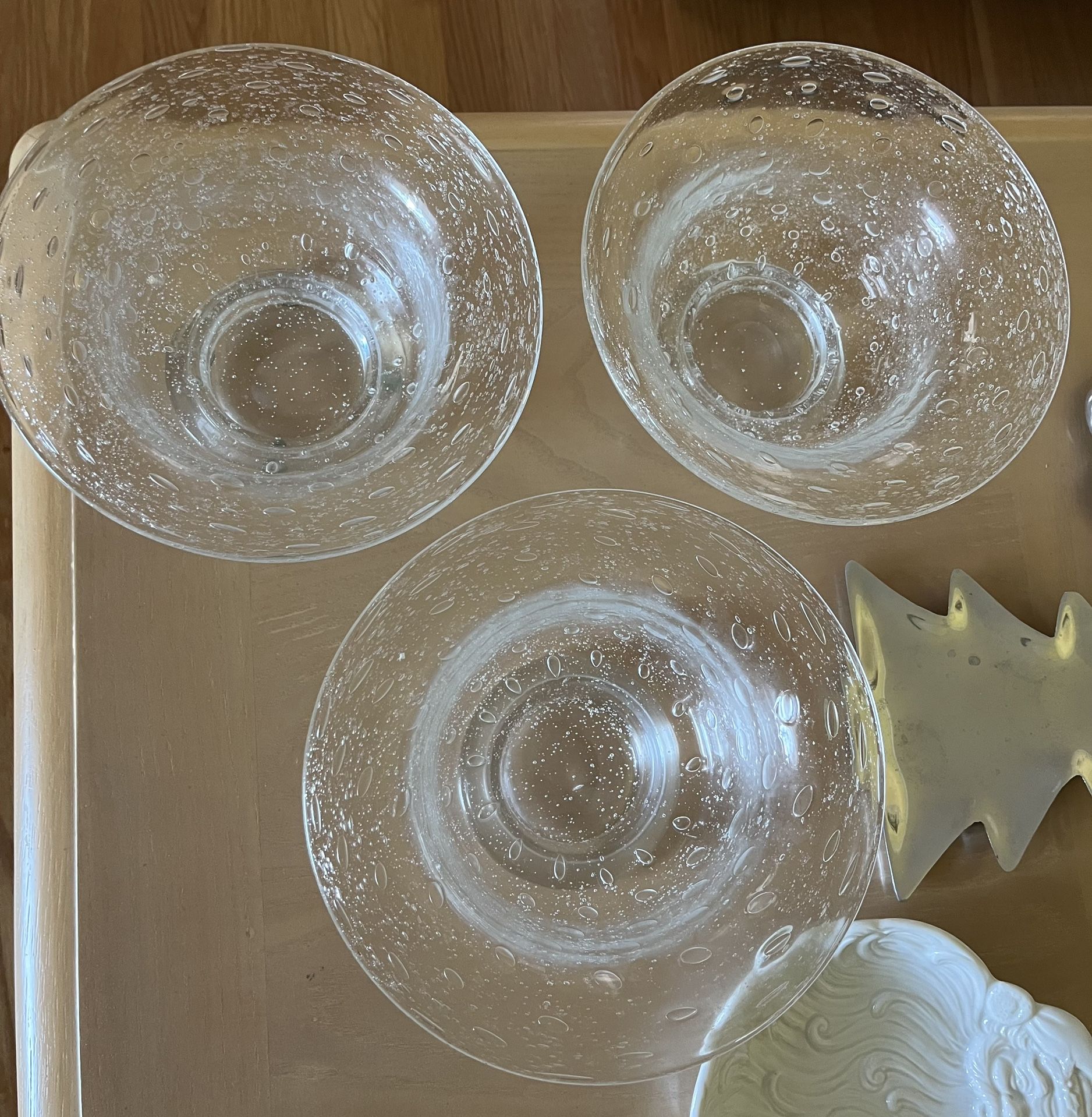 3 Glass Decorative Bowls 4Hx8W $20 A