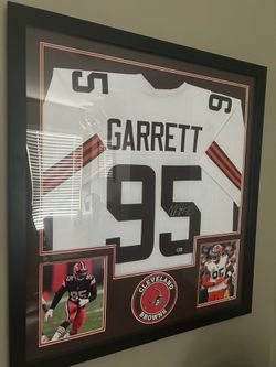 Myles Garrett signed framed jersey