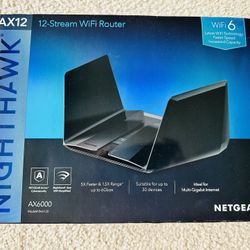 NETGEAR Nighthawk WiFi 6 Router (RAX120) 12-Stream Dual-Band Gigabit Router