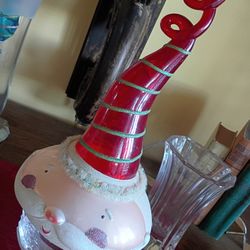 Large Glass Santa And Snowman 