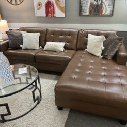 [OM] 🟪 Only $45 initial then take it home 🏡 Brand New Baskove Real Leather 2 Piece Sectional 