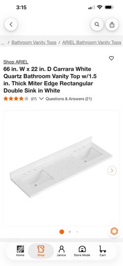 Double Sink Vanity Top 65”