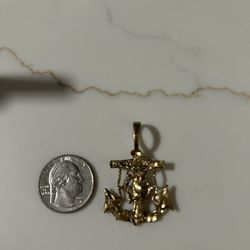 14k Gold Jesus Christ Pendant Sailor Type 