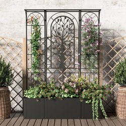 62 inch Tall Planter Boxes for Climbing Plants, Flowers, Vegetables, Fruits, Balcony and Patio Decor (Black)