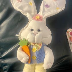Vintage Easter Decoration-15” cloth Easter bunny with weighted feet